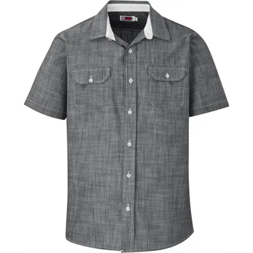 Mens Short Sleeve Windsor Shirt Grey